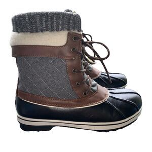 DREAM PAIRS Mid Calf Duck Boots Faux Fur Lined Waterproof Snow Boots Sz 10